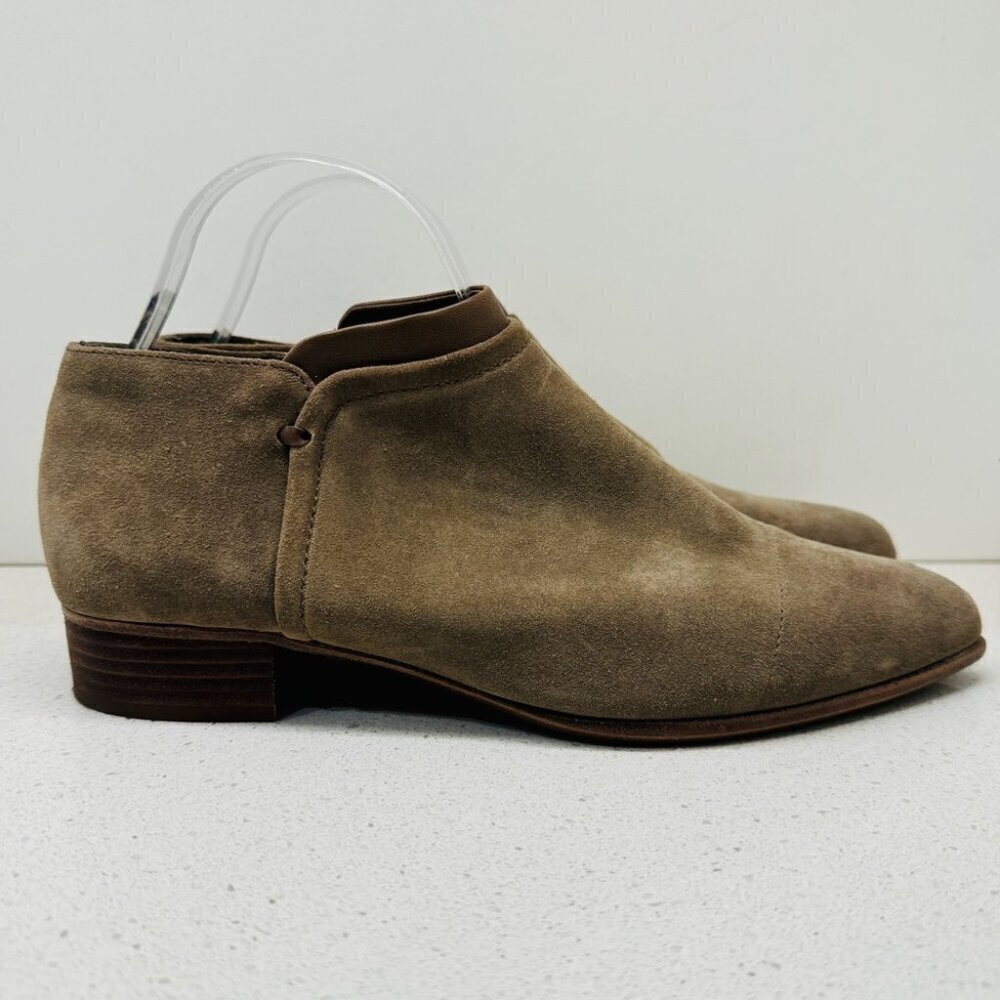 Vince Camuto Jody Bootie Ankle Boots Olive Tan Genuine Leather Sz 9 *Flaw Lining